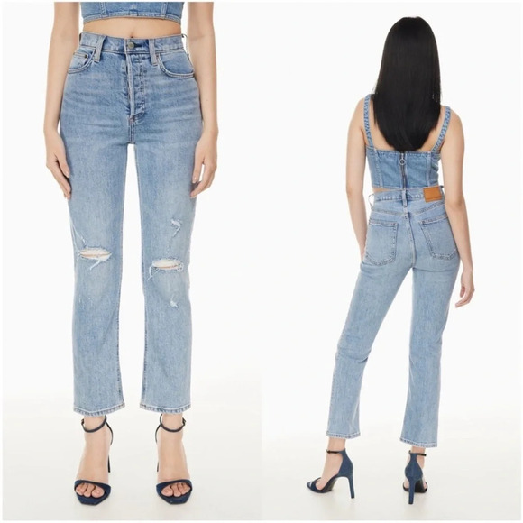 ARITZIA DENIM FORUM Arlo High Rise Straight Leg Distressed Jeans - Picture 1 of 15
